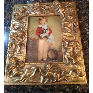 Vintage Gold Ornate Cherub Resin Picture Frame 5" X 7" Angels